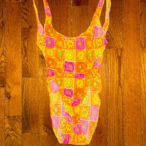 90s High Cut One Piece Bathing Suit Size M